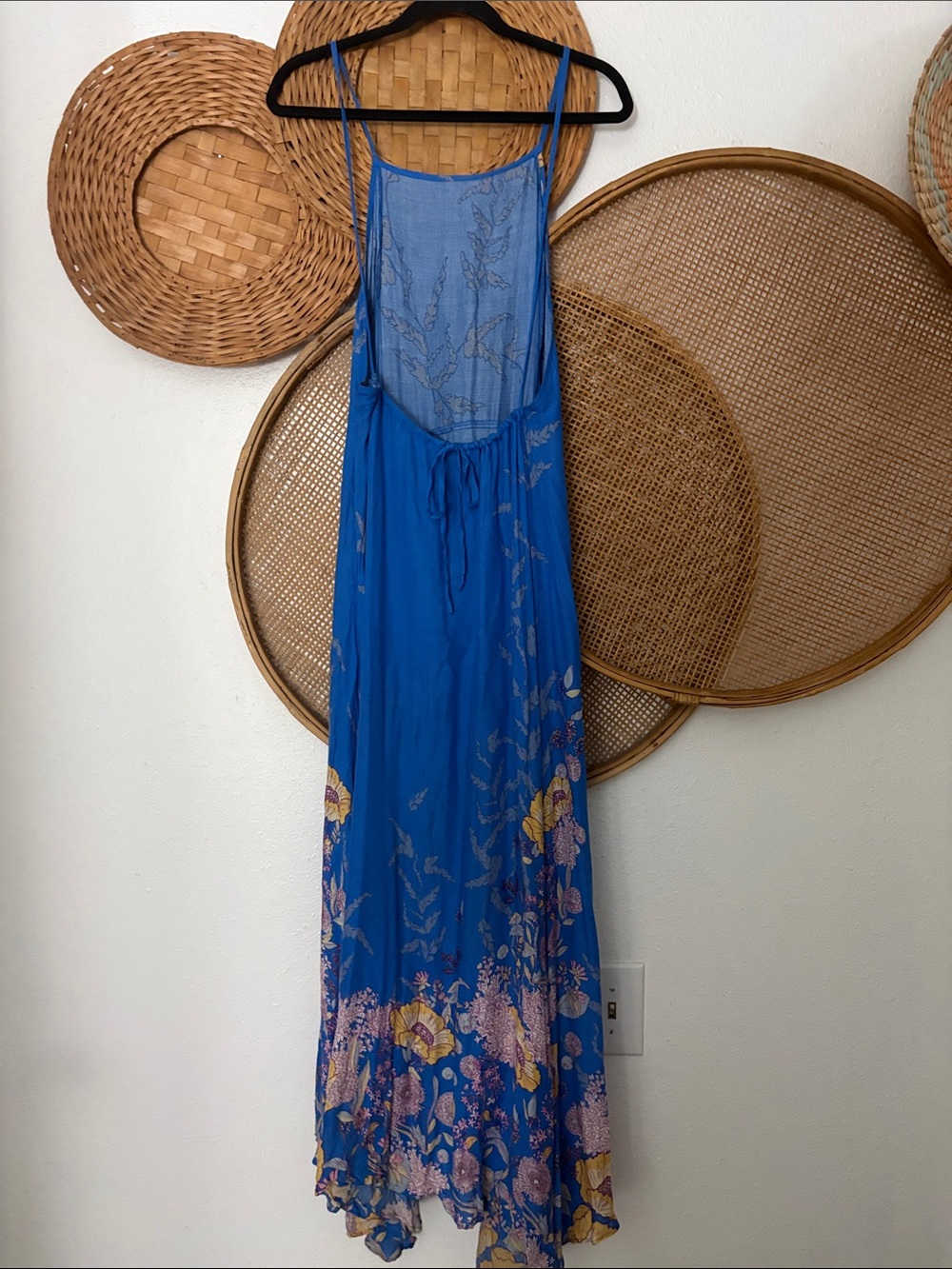 Free People Intimates Open Back Royal Blue Floral Maxi Slip Dress - Picture 4 of 6